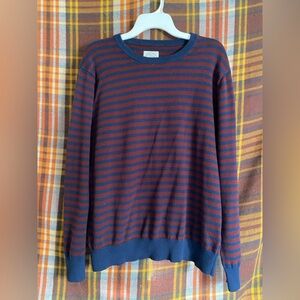 Red and blue crewneck sweater